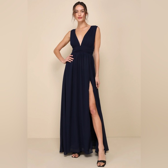LuLu’s Heavenly Hues Navy Blue Maxi Dress | Women’s Size Small - Picture 1 of 8